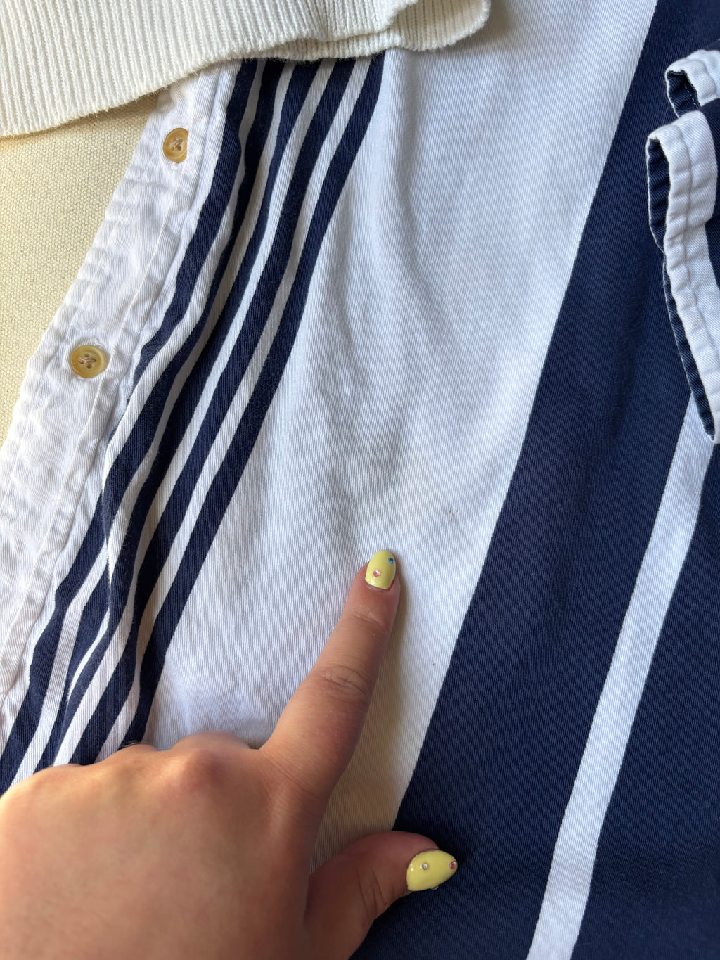 1990s Soft Cotton Navy Striped Button Up