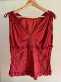 Y2K Vintage Orange Cotton Top with Embroidery & Beading