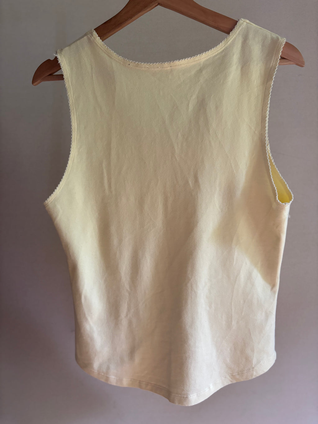 1990s Yellow Corset Style Tank Top with Lace