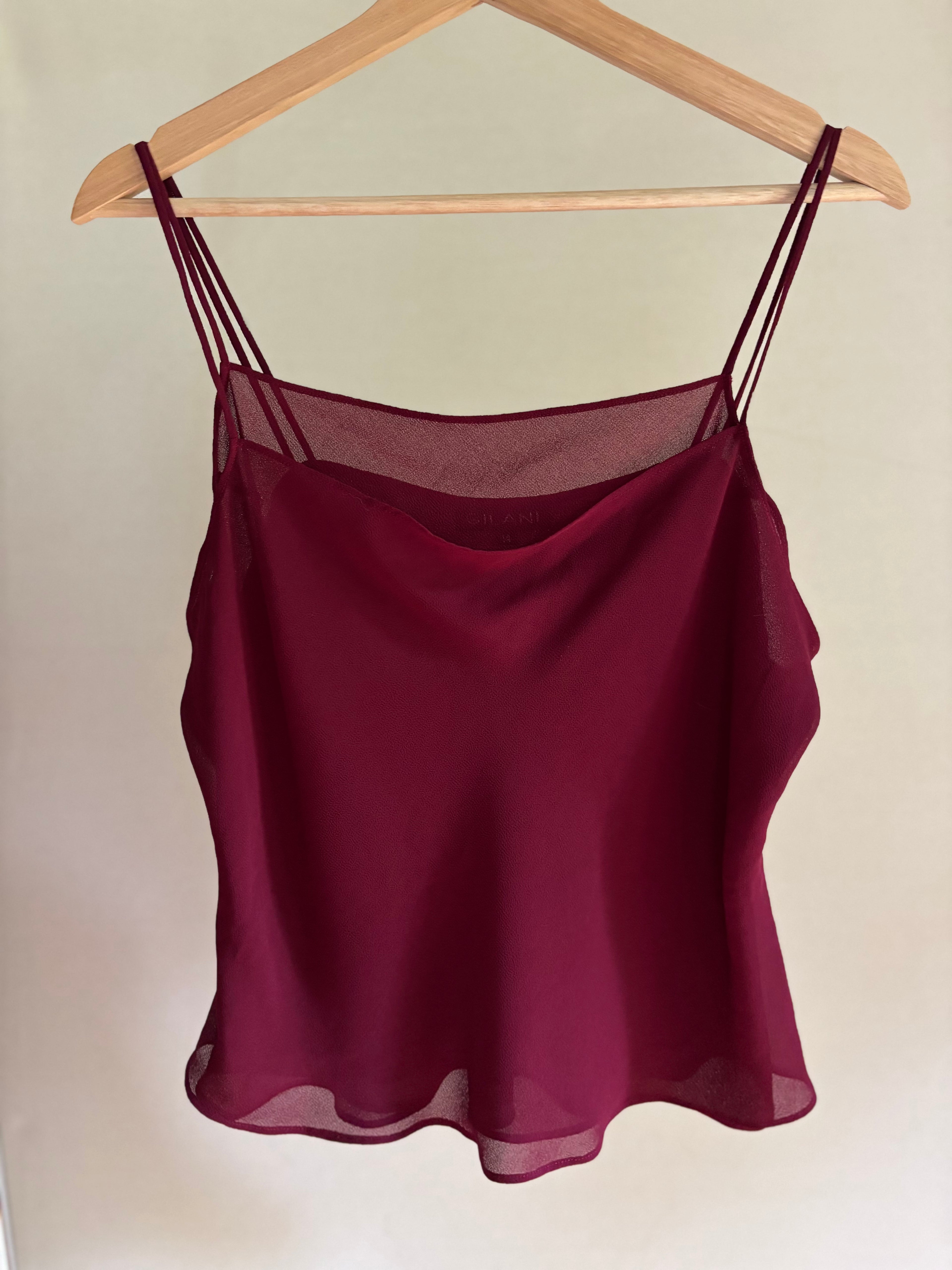 1990s Burgundy Double Layer Camisole