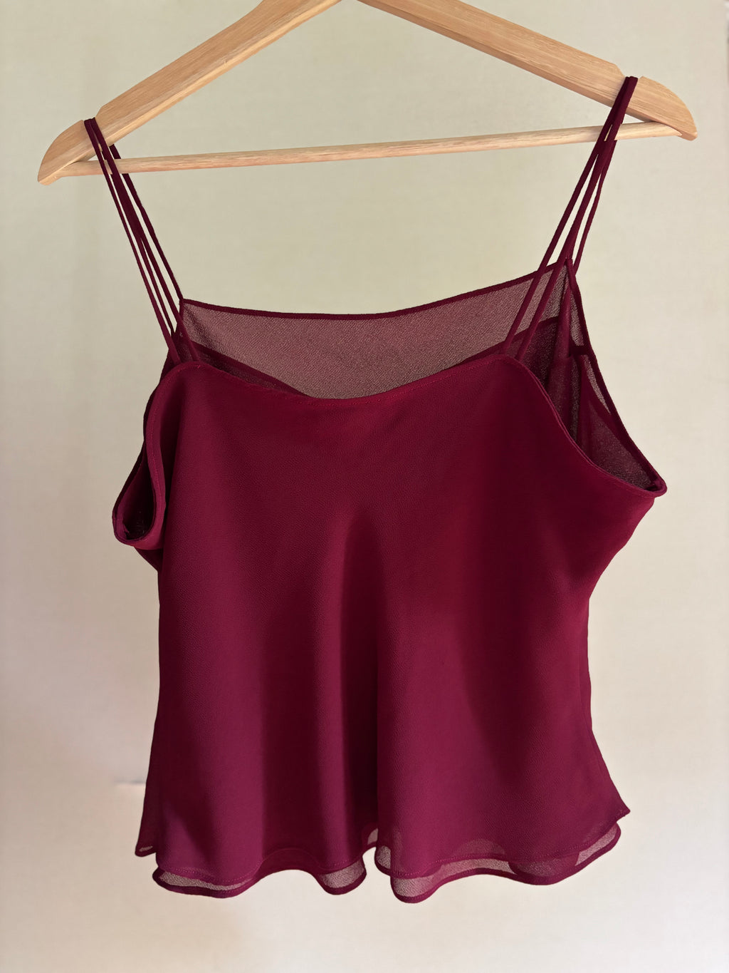 1990s Burgundy Double Layer Camisole