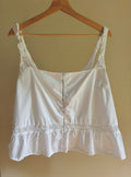 White Cotton Flowy Crop Top with Ruffle