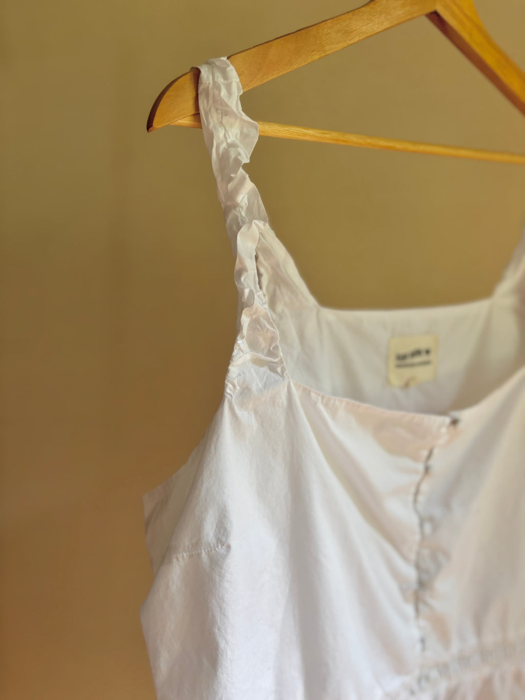 White Cotton Flowy Crop Top with Ruffle