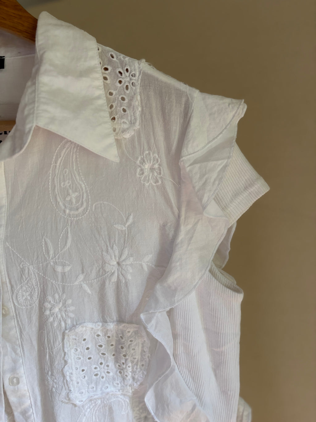 Y2K Cotton Patchwork Top with Ruffles