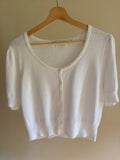 Soft White Pointelle Cotton Cardigan