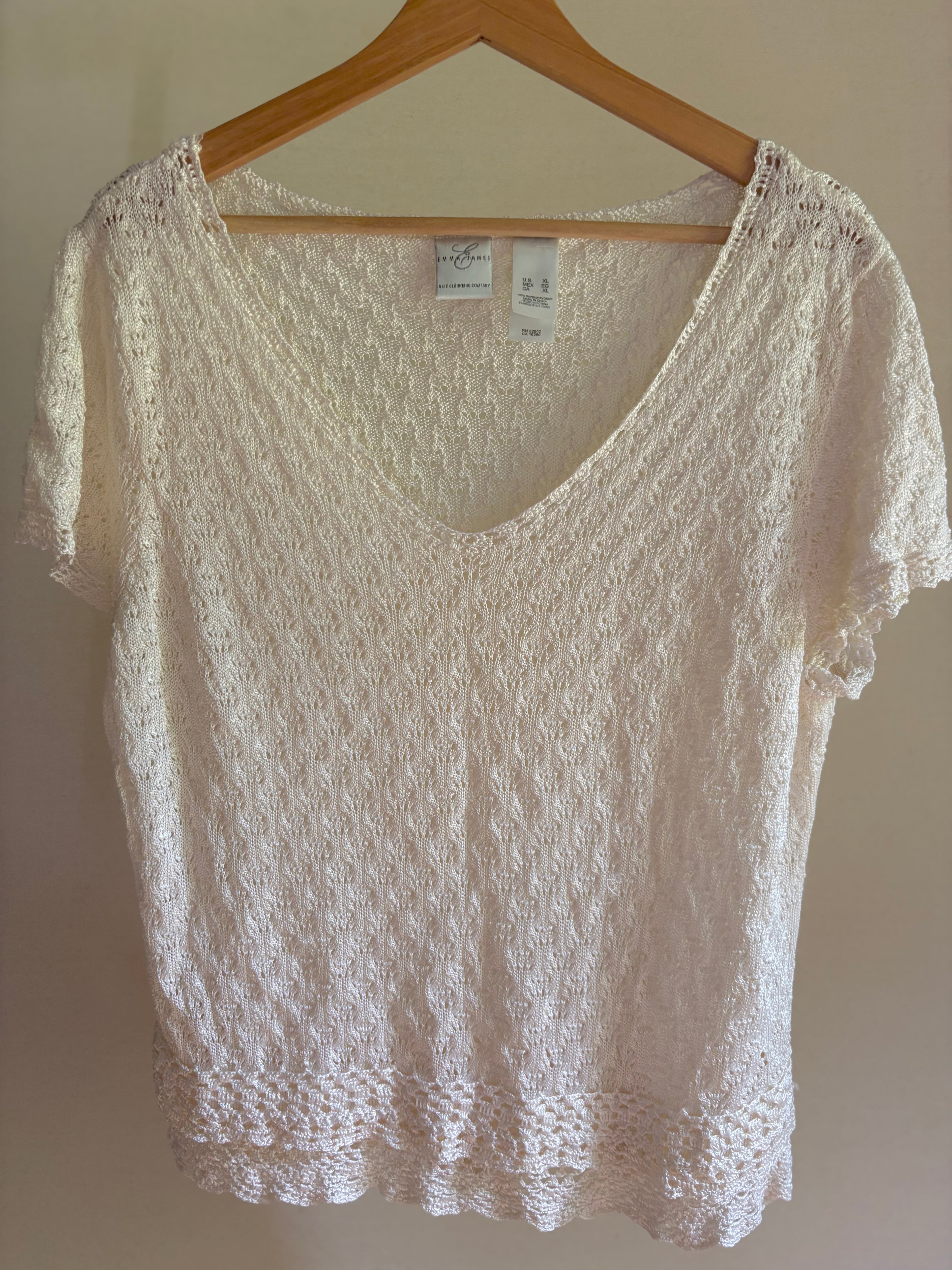 Y2K Cream Crochet Top with Double Hem