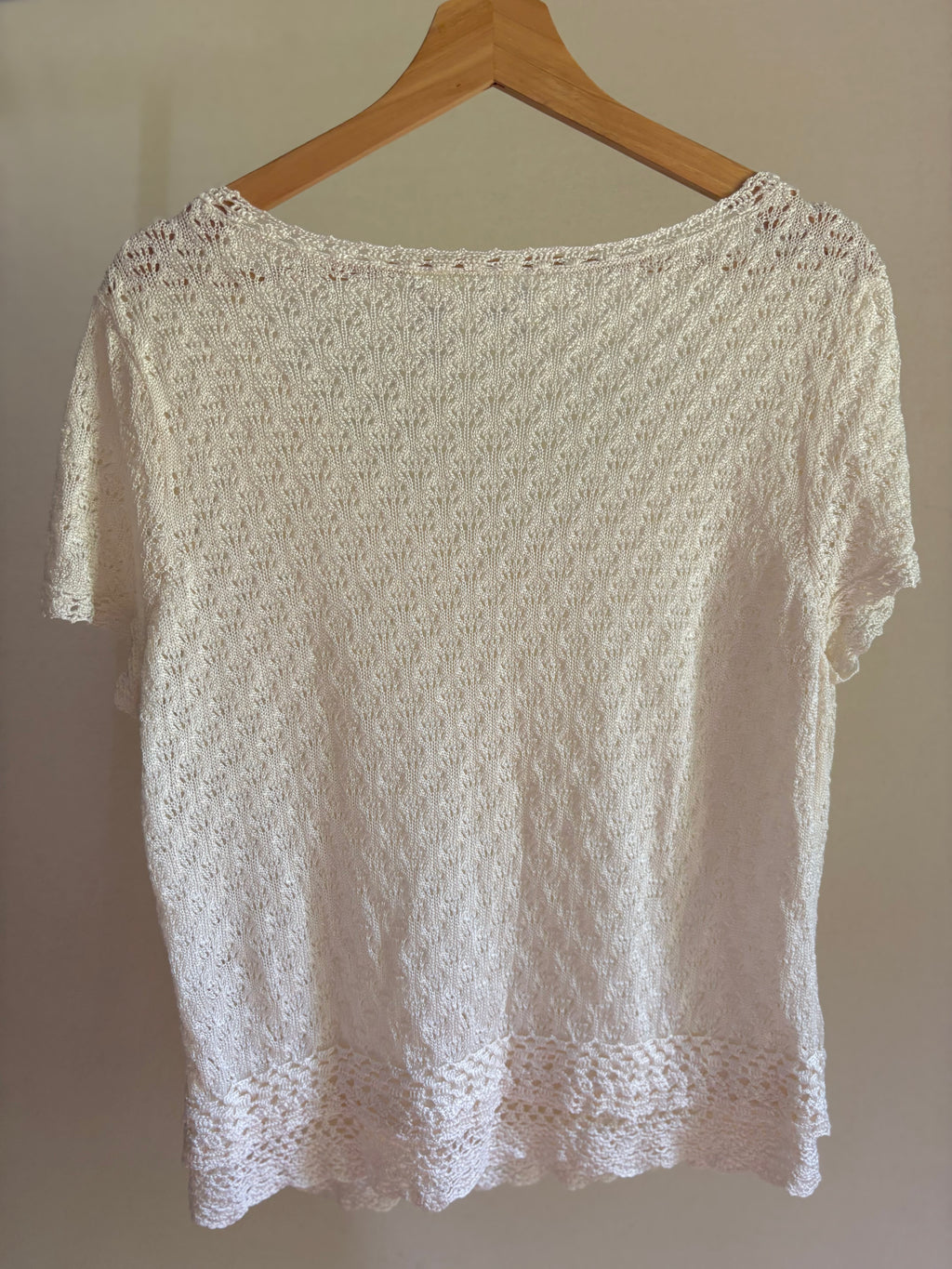 Y2K Cream Crochet Top with Double Hem