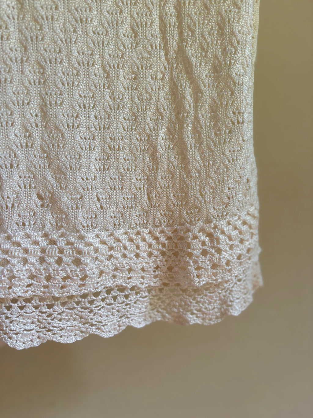 Y2K Cream Crochet Top with Double Hem