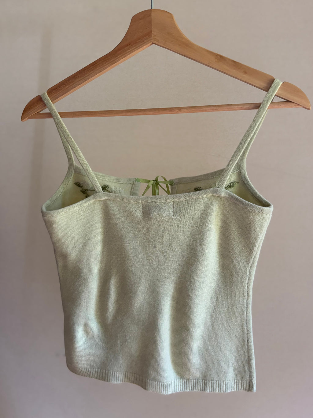 1990s Beaded Floral Knit Tank Top with Bow
