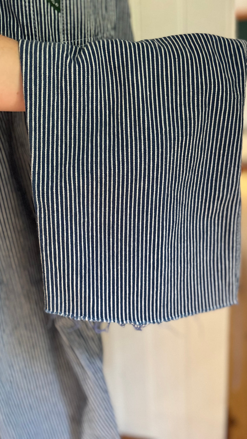 Vintage Pinstriped Key Overalls | size 29"