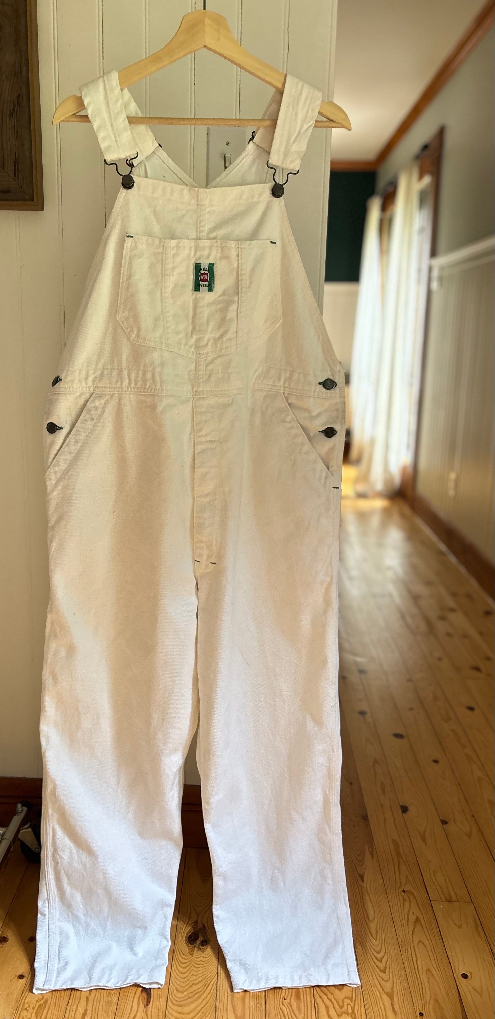 1980s White Ikeda Work Overalls | size 40"
