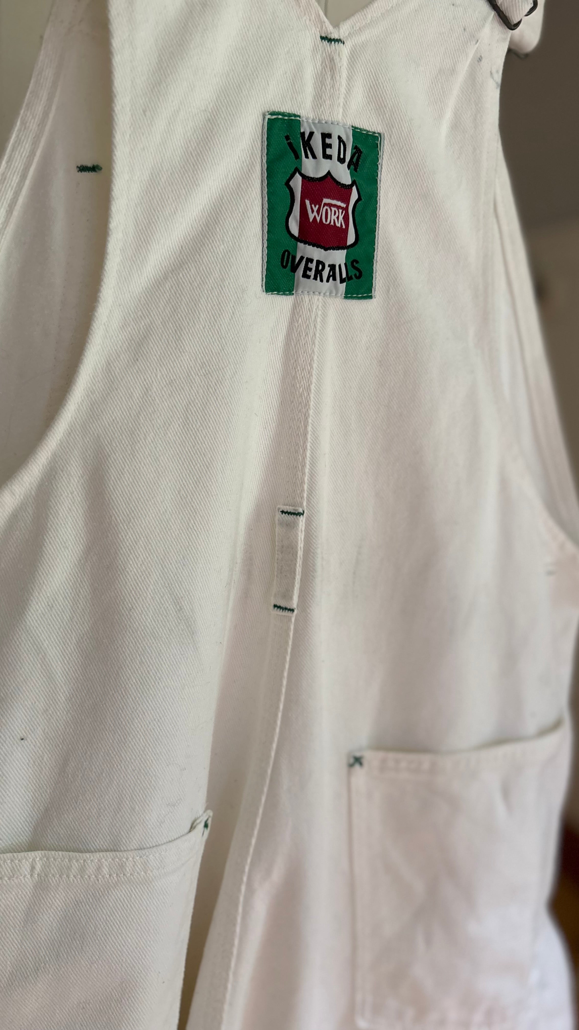 1980s White Ikeda Work Overalls | size 40"