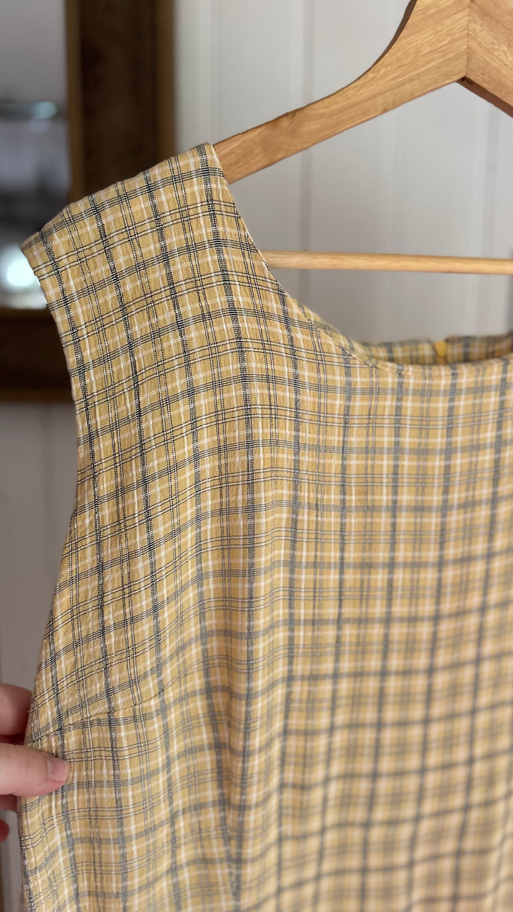 1990s Lightweight Yellow Plaid Dress