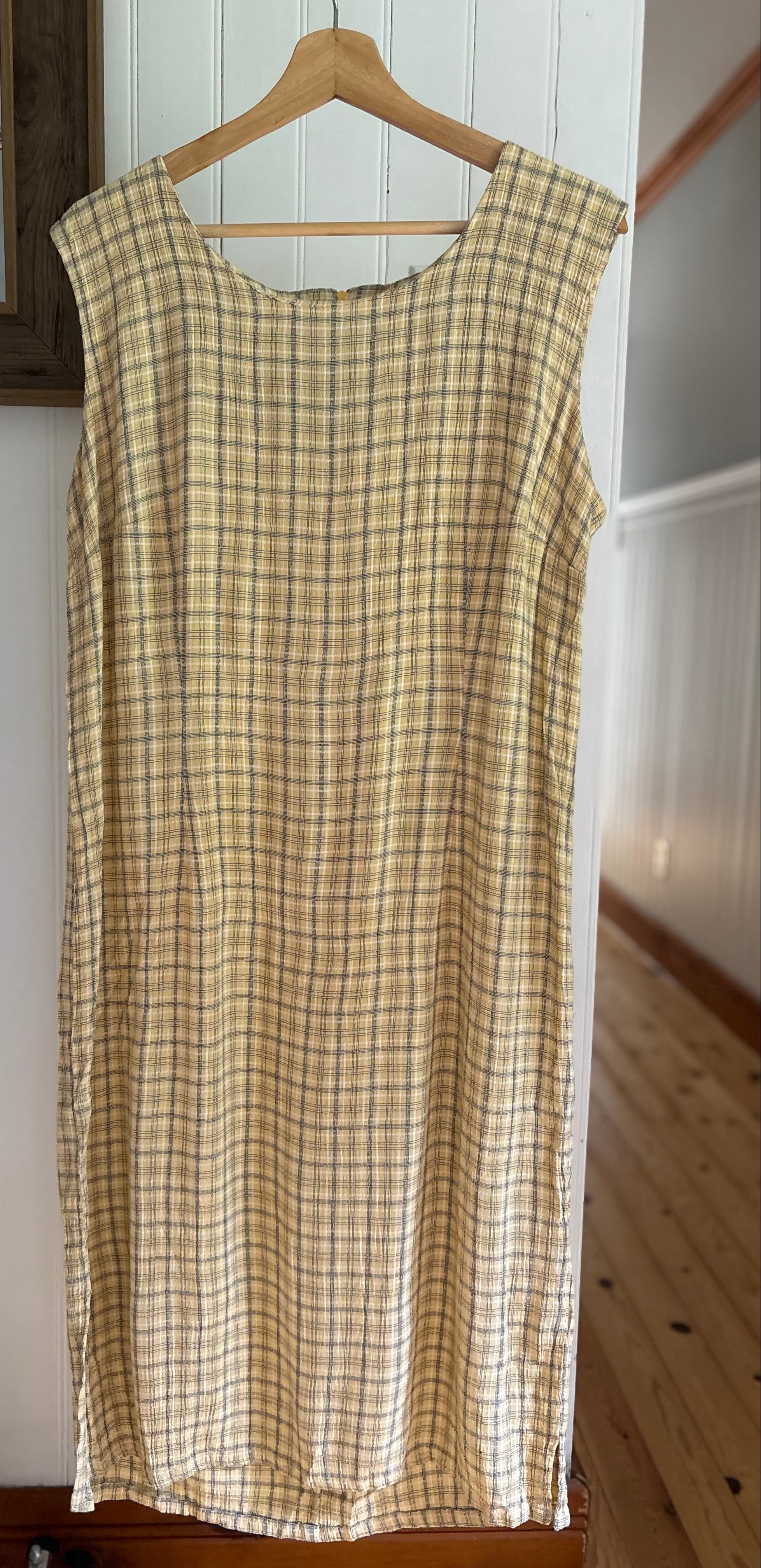 1990s Lightweight Yellow Plaid Dress