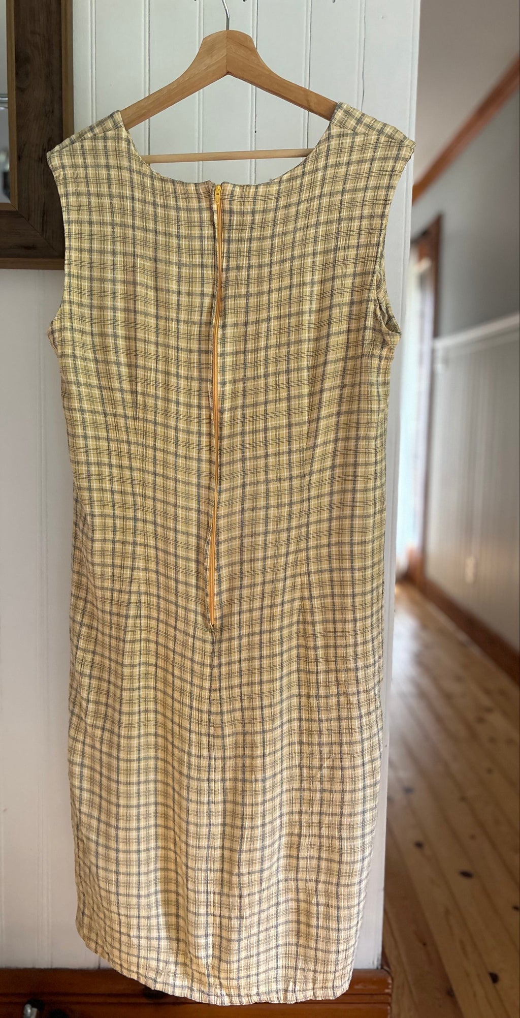 1990s Lightweight Yellow Plaid Dress