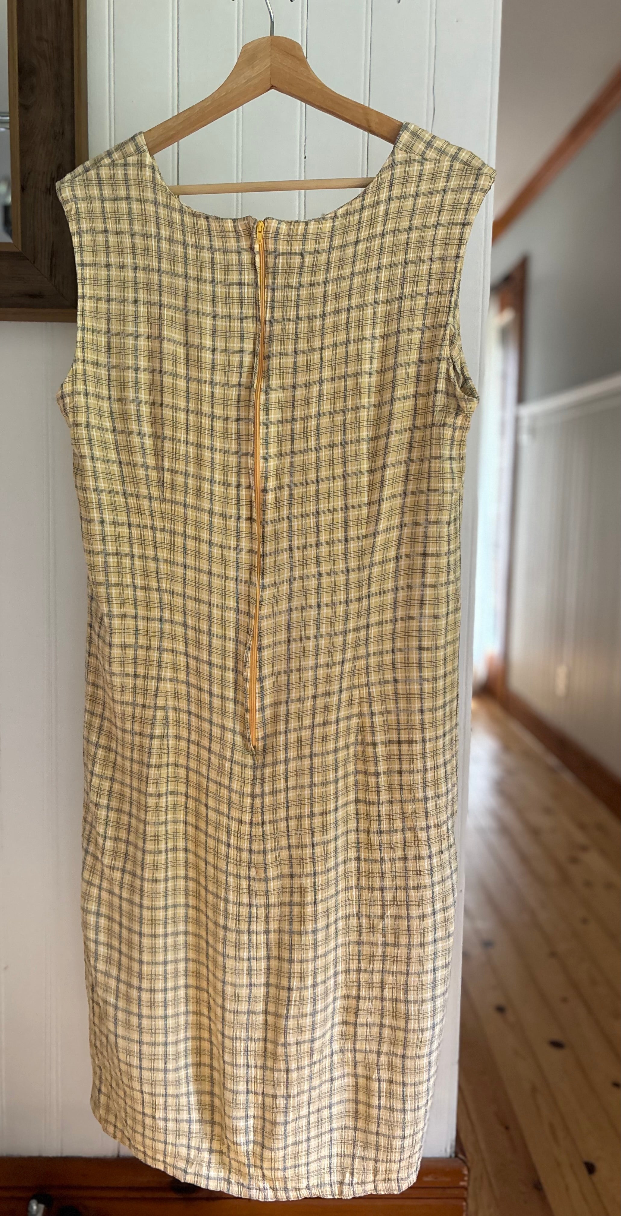 1990s Lightweight Yellow Plaid Dress