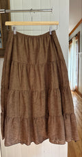 Y2K Embroidered Floral Brown Maxi Skirt