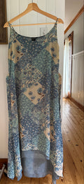 1990s Patchwork Design Maxi Dress with Tie-Back