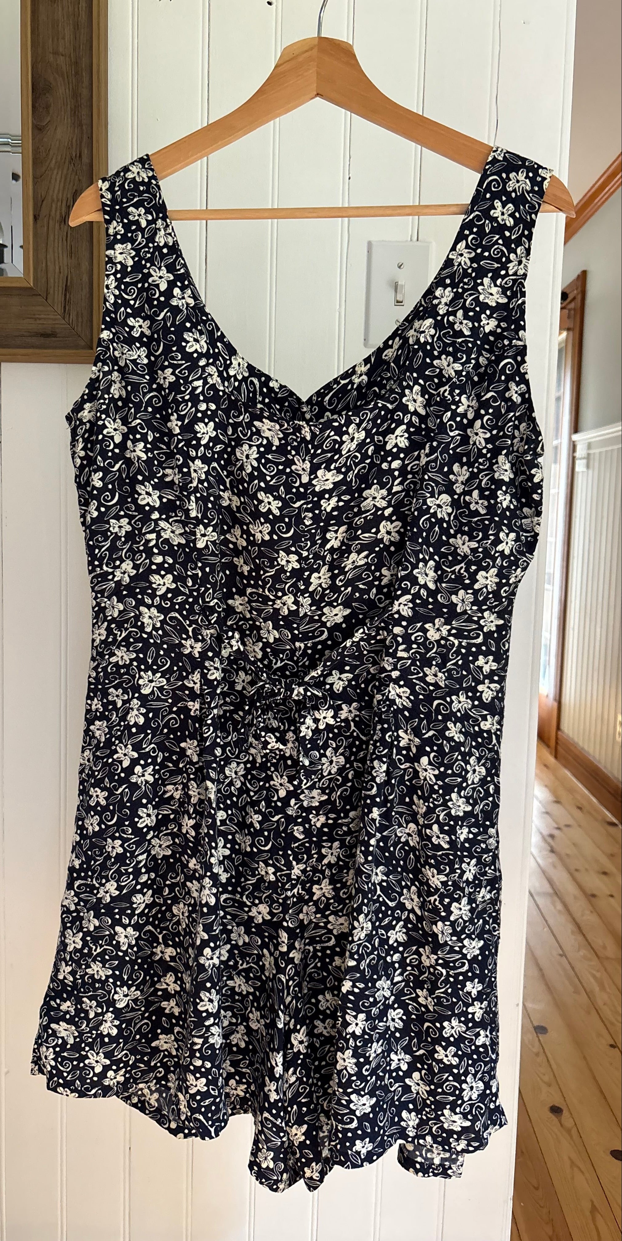 1990s Flowy Romper with Tie-Back | Vintage Floral Romper