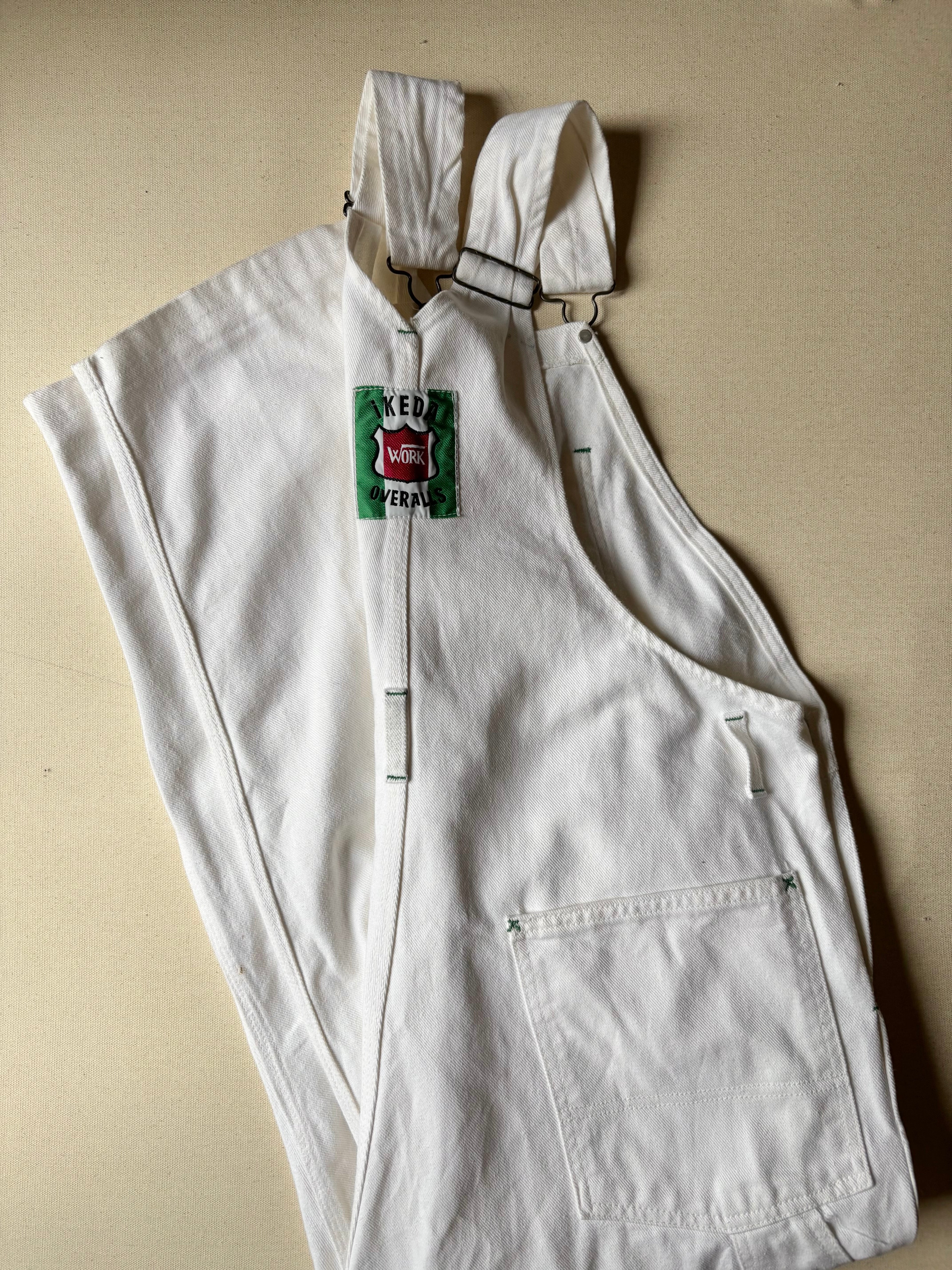 1980s White Ikeda Work Overalls | size 40"