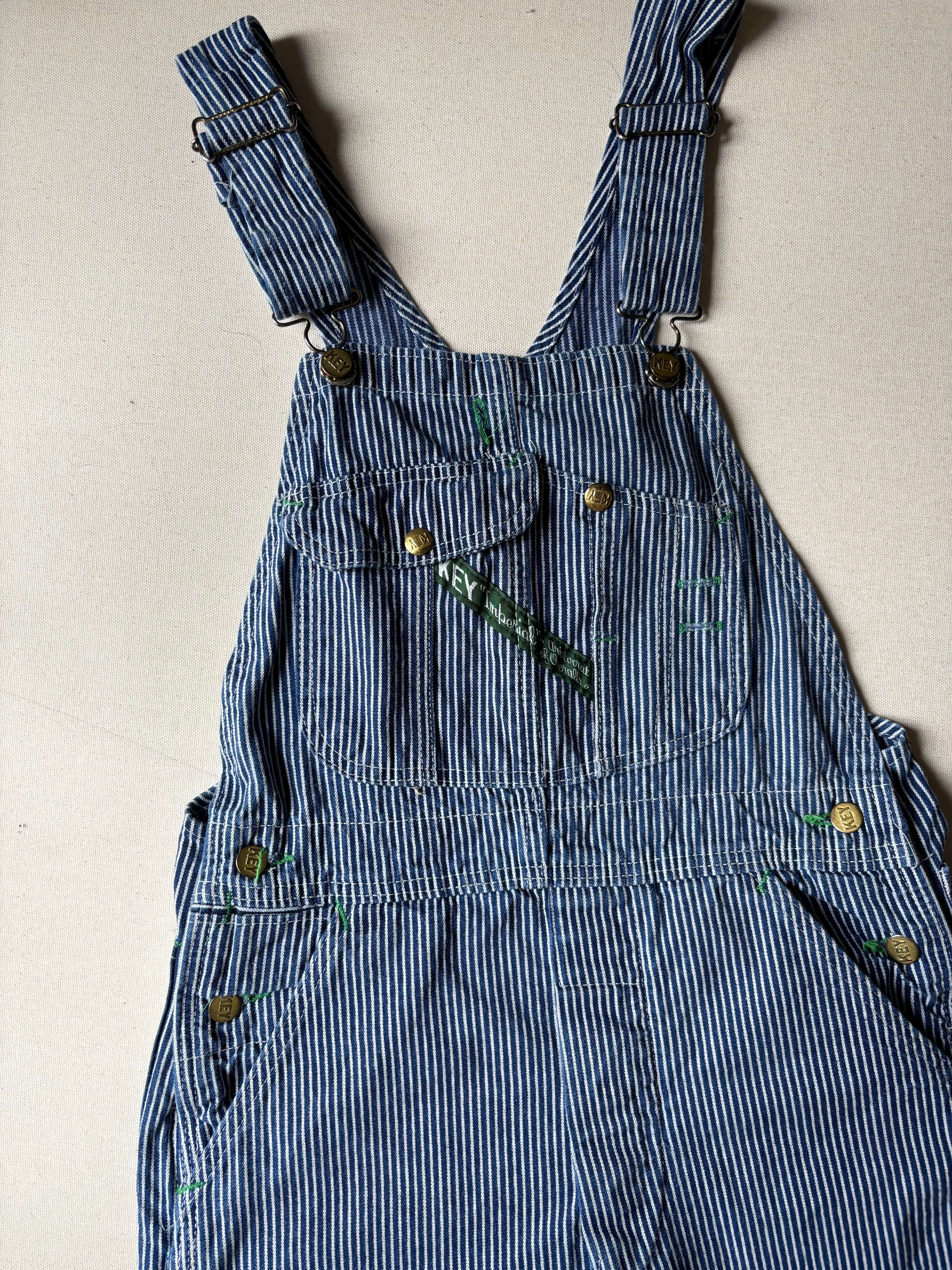 Vintage Pinstriped Key Overalls | size 29"