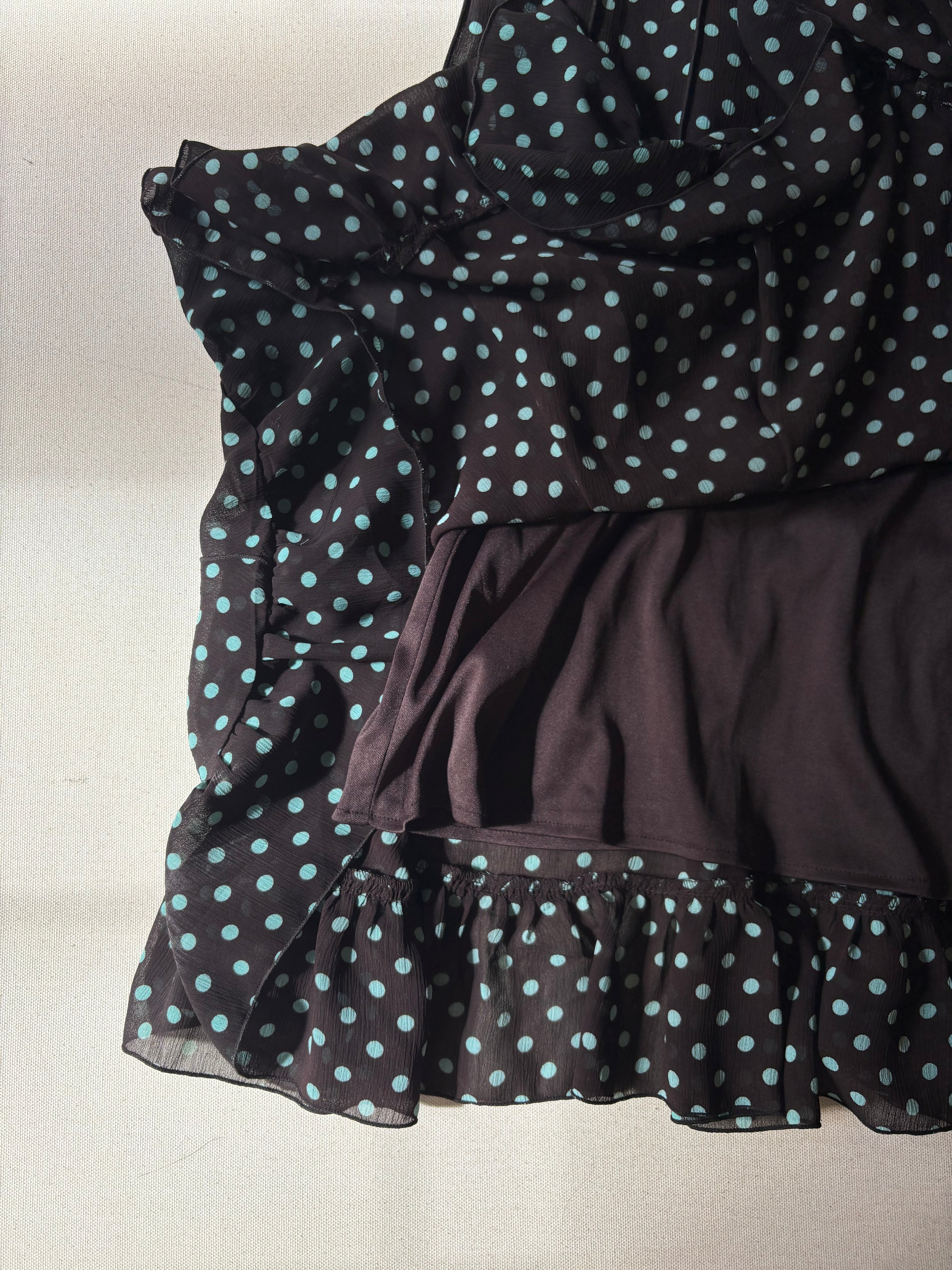 Y2K Brown Polka Dot Sheer Dress with Slip