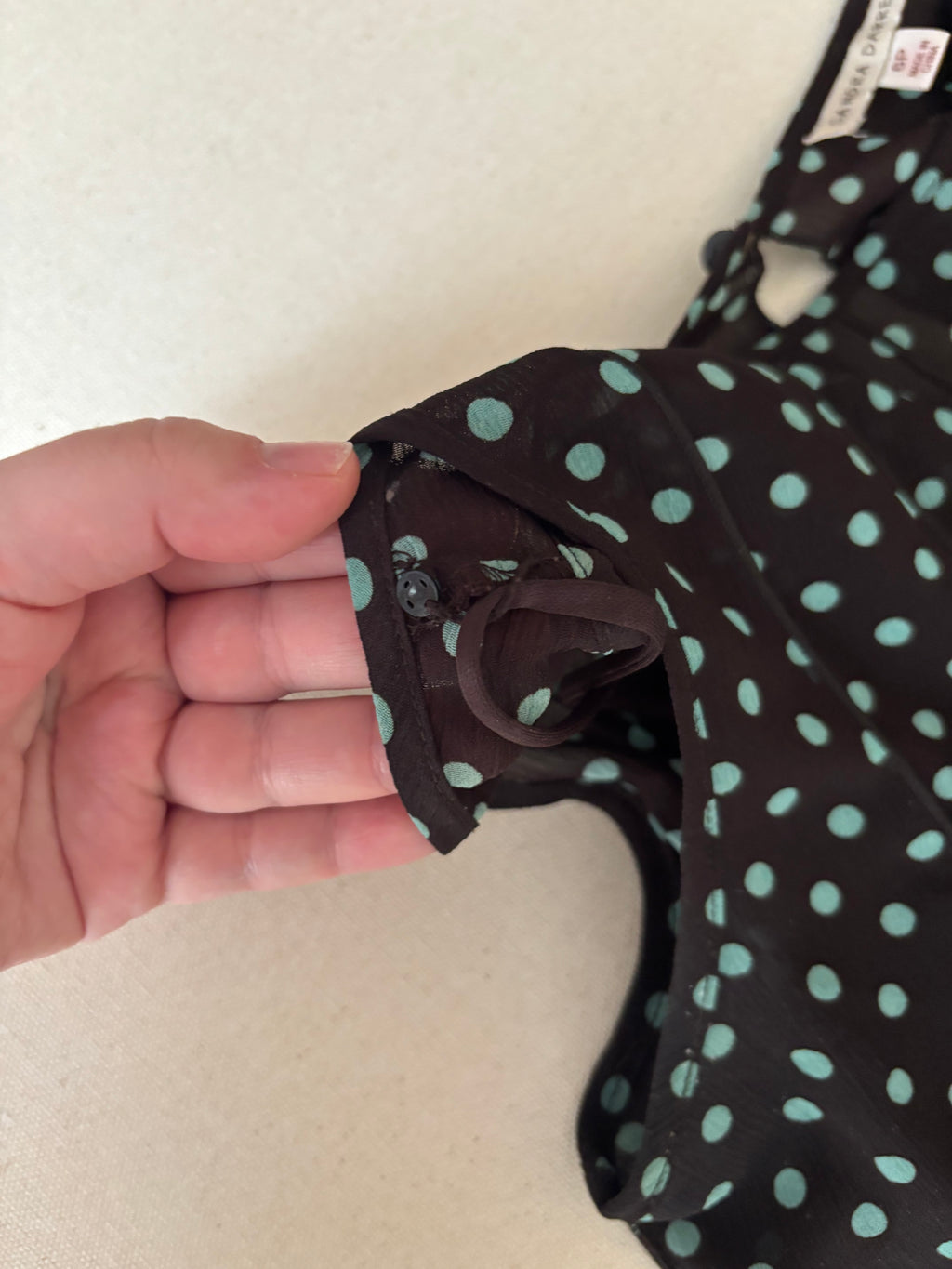 Y2K Brown Polka Dot Sheer Dress with Slip