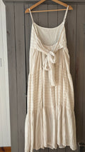Light Cotton Cream Tiered Maxi Dress with Stripes