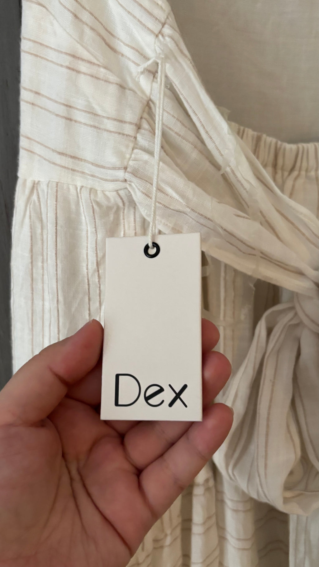 Light Cotton Cream Tiered Maxi Dress with Stripes