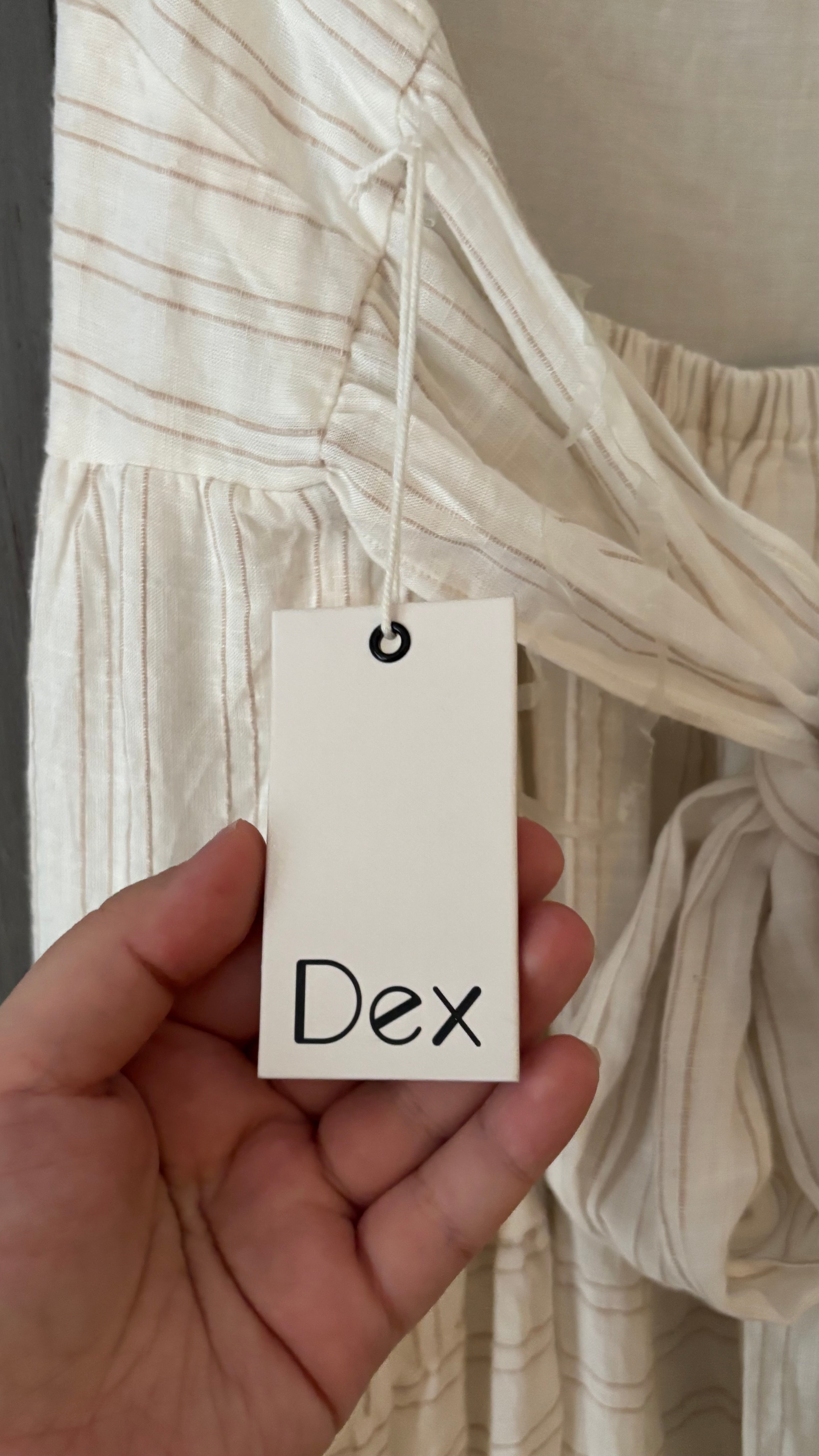 Light Cotton Cream Tiered Maxi Dress with Stripes