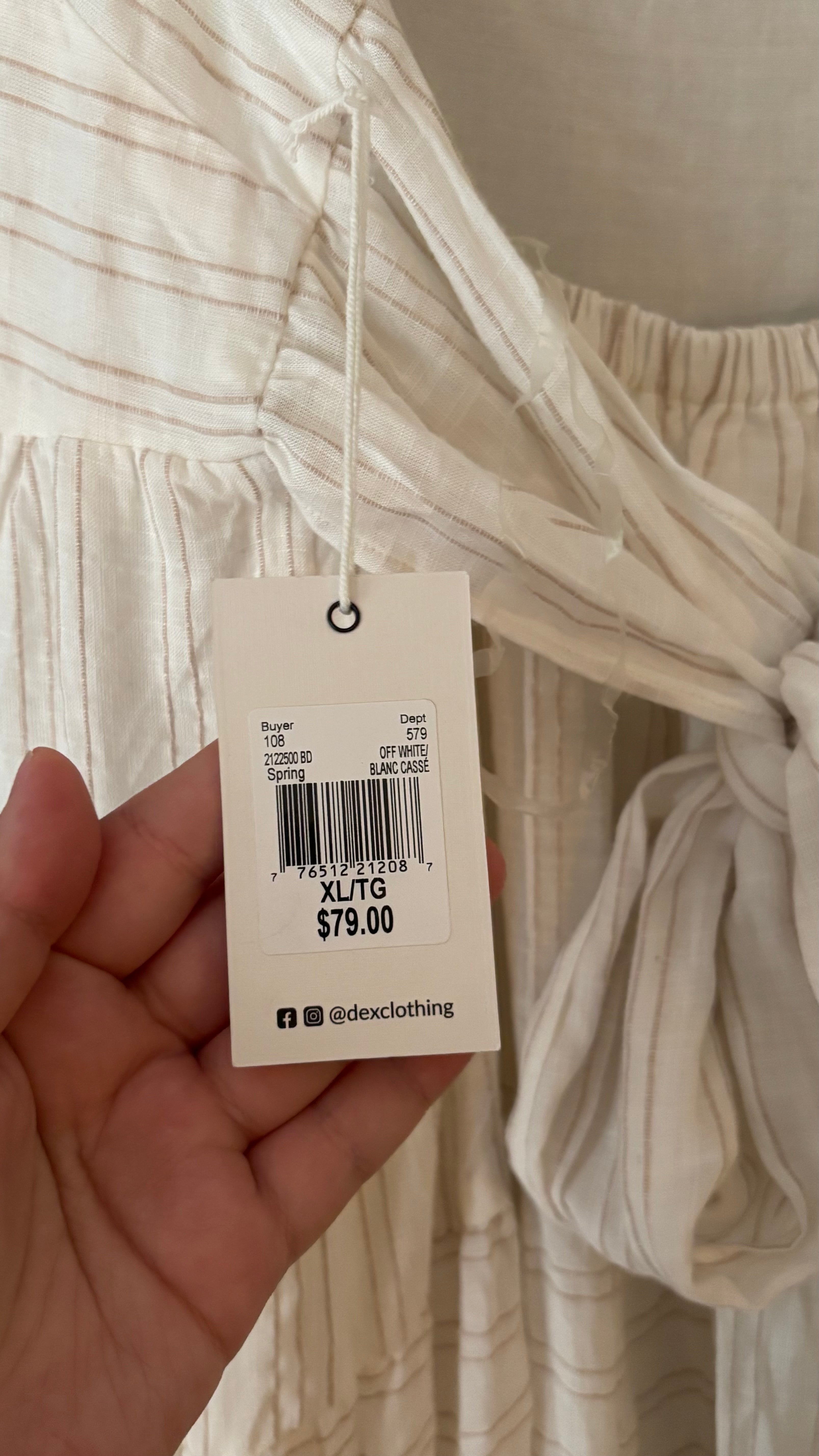 Light Cotton Cream Tiered Maxi Dress with Stripes