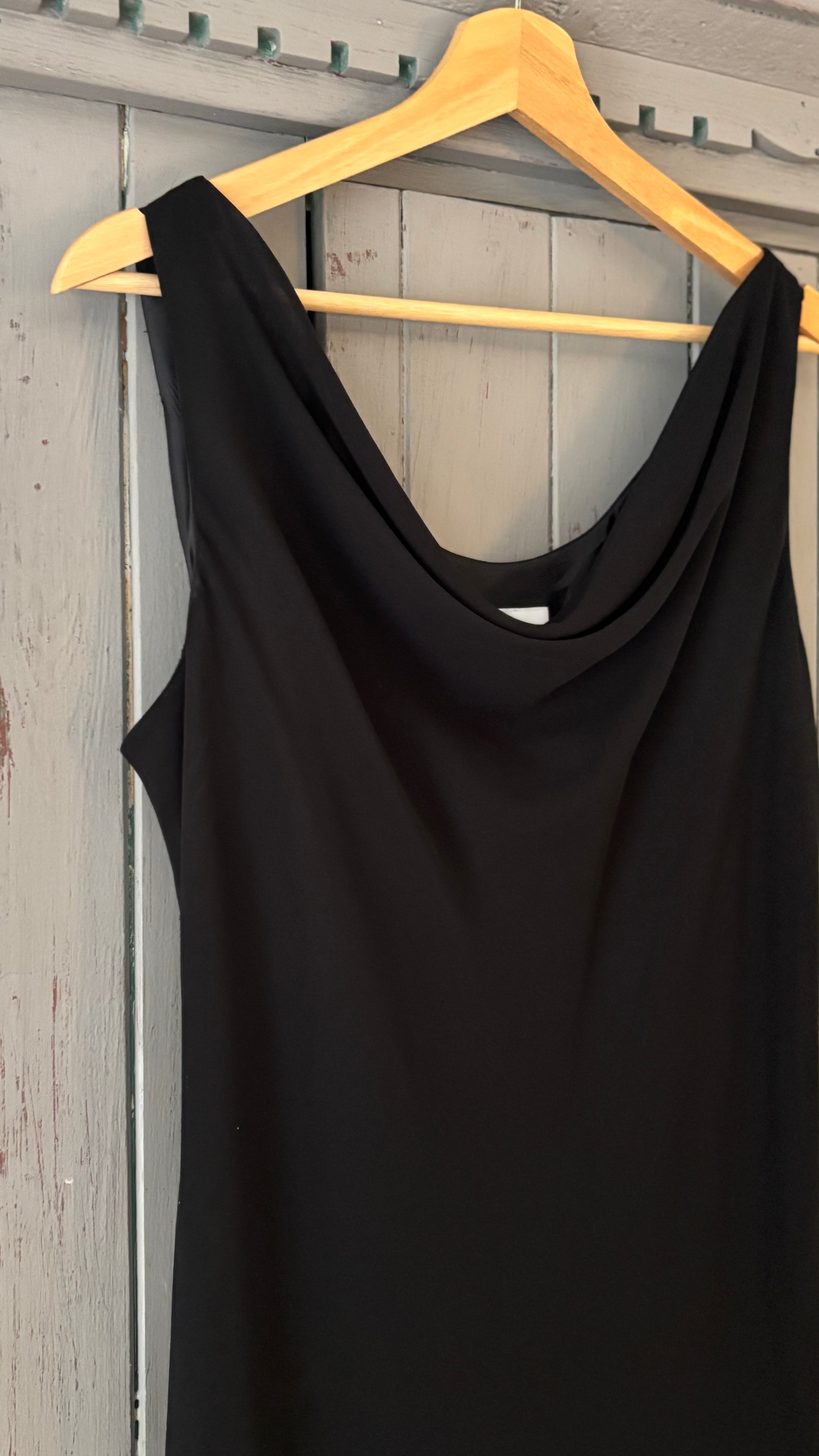 1990s Black Cowl Neck Maxi Dress | Vintage Minimal Dress