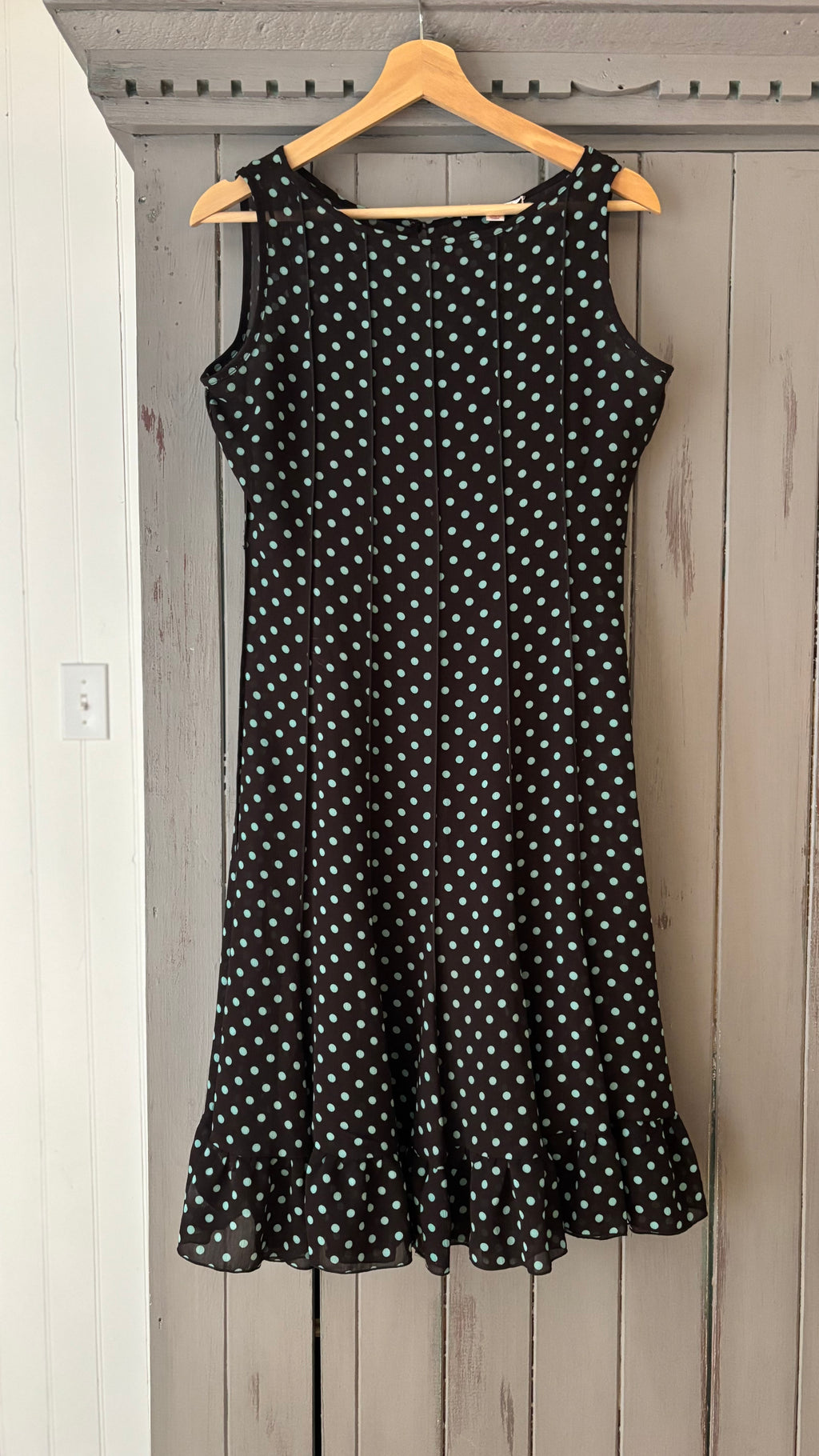 Y2K Brown Polka Dot Sheer Dress with Slip