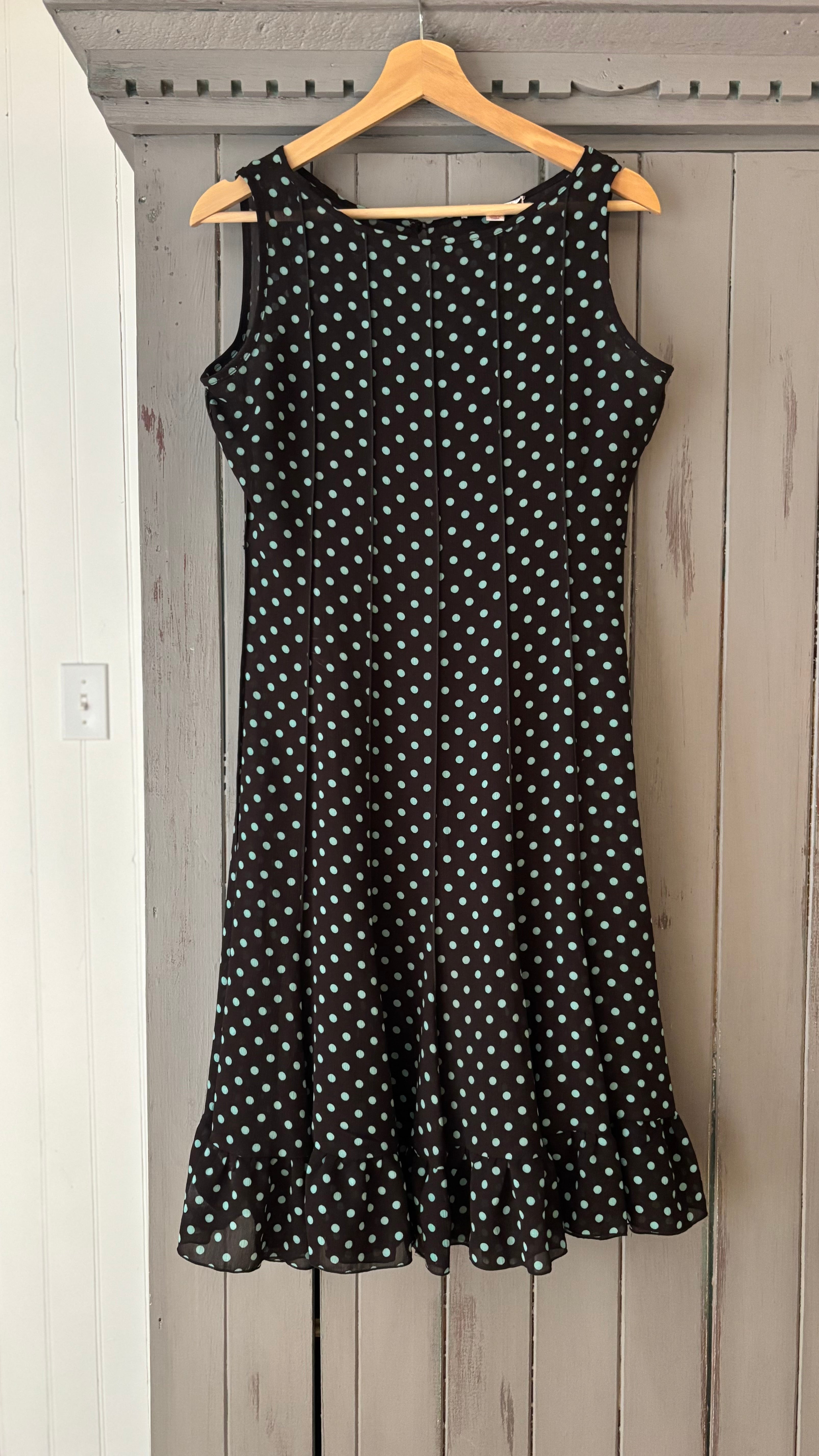 Y2K Brown Polka Dot Sheer Dress with Slip