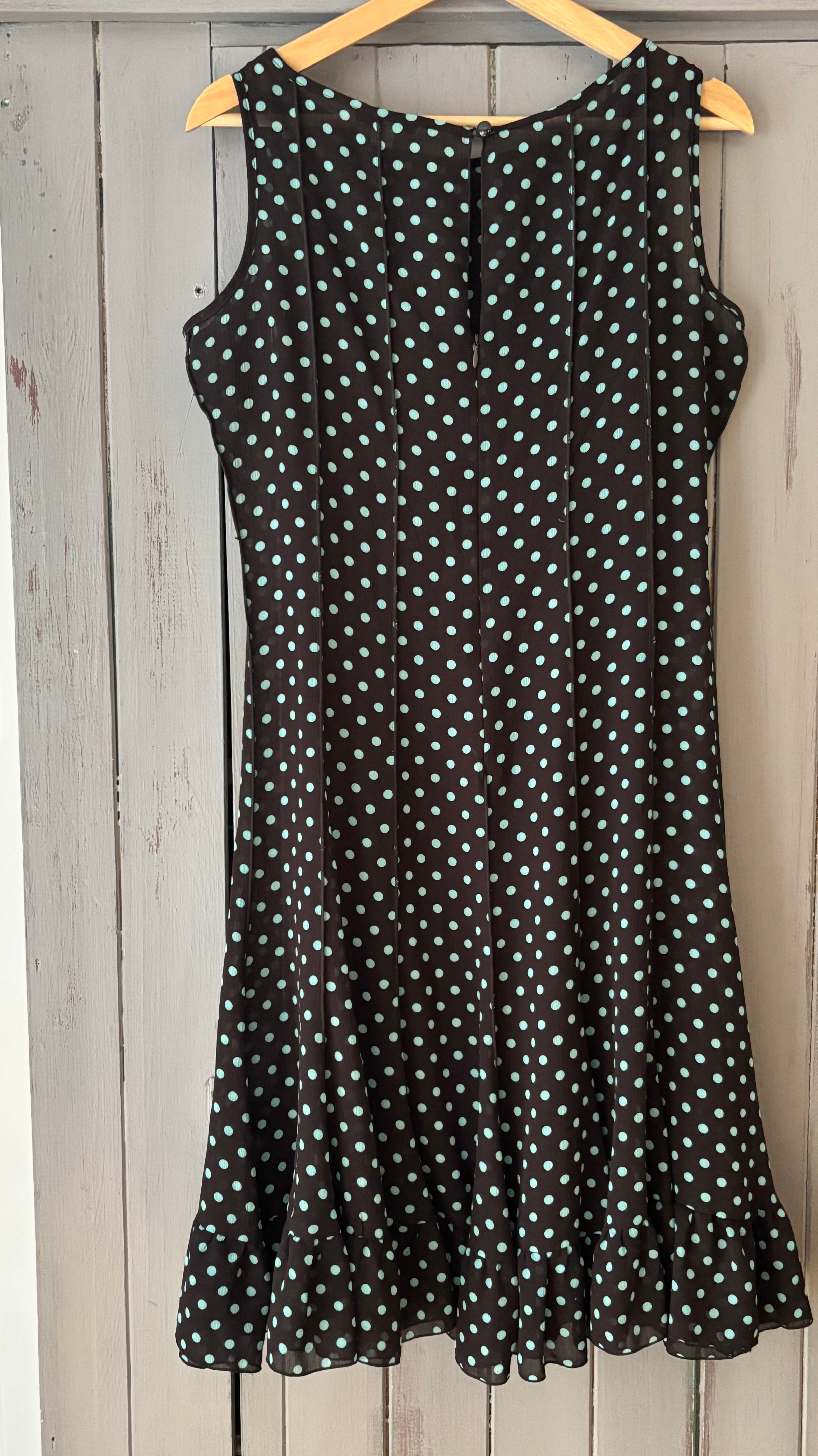 Y2K Brown Polka Dot Sheer Dress with Slip