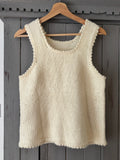 Handknit Cream Vest Top with Scallop Trim