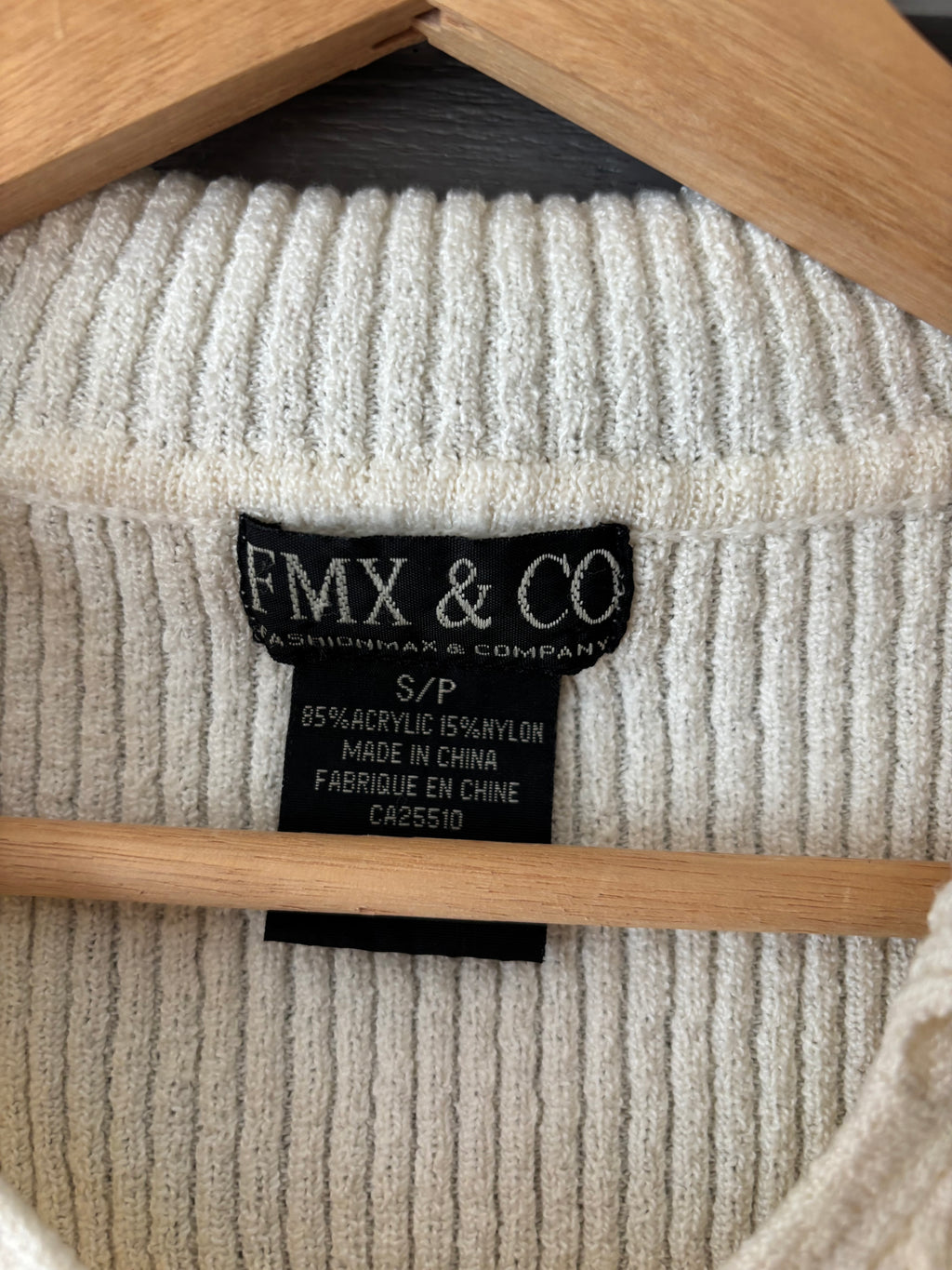1990s Cream Ribbed Polo Top