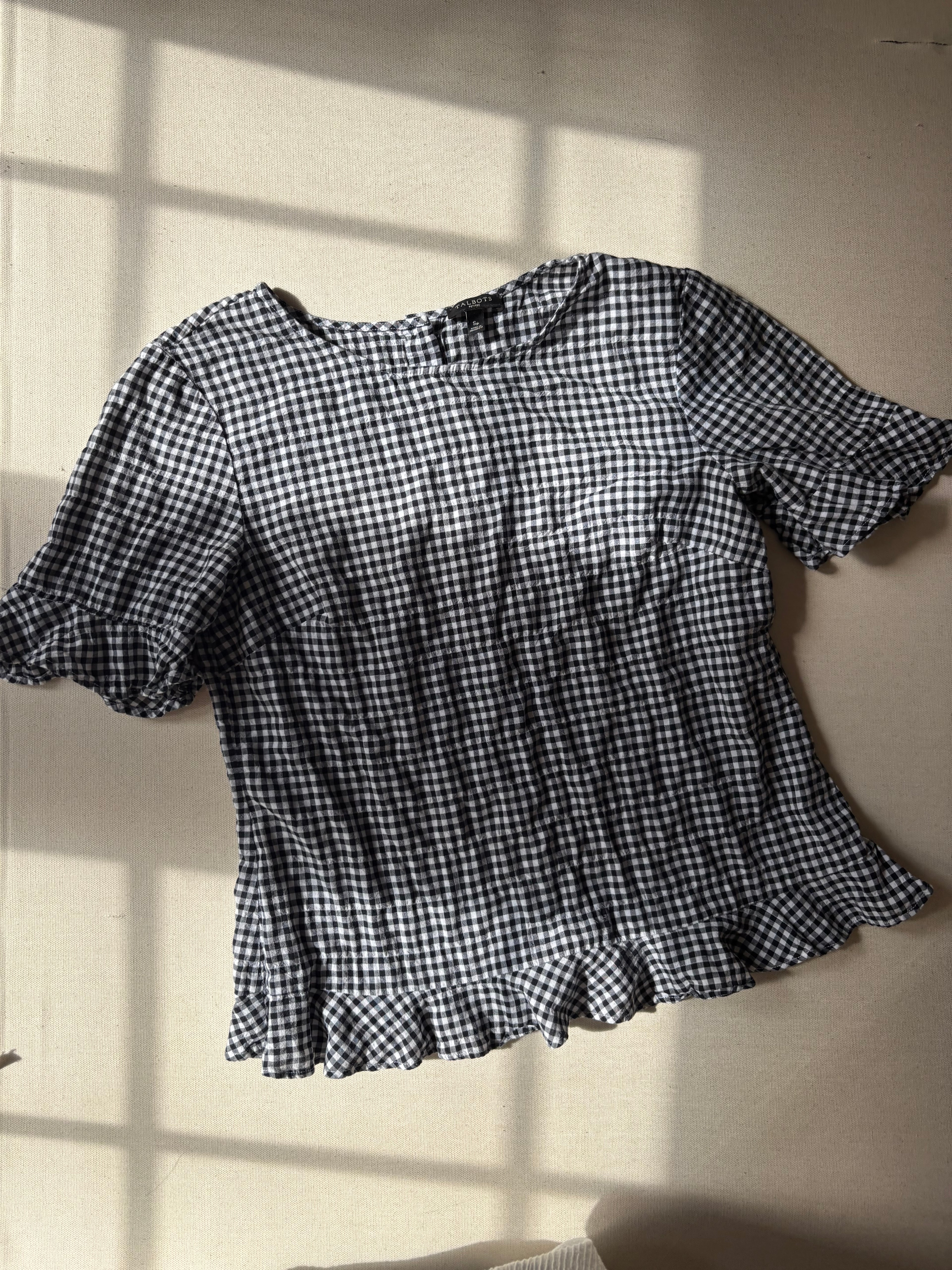 Gingham Light Cotton Button-Up Top