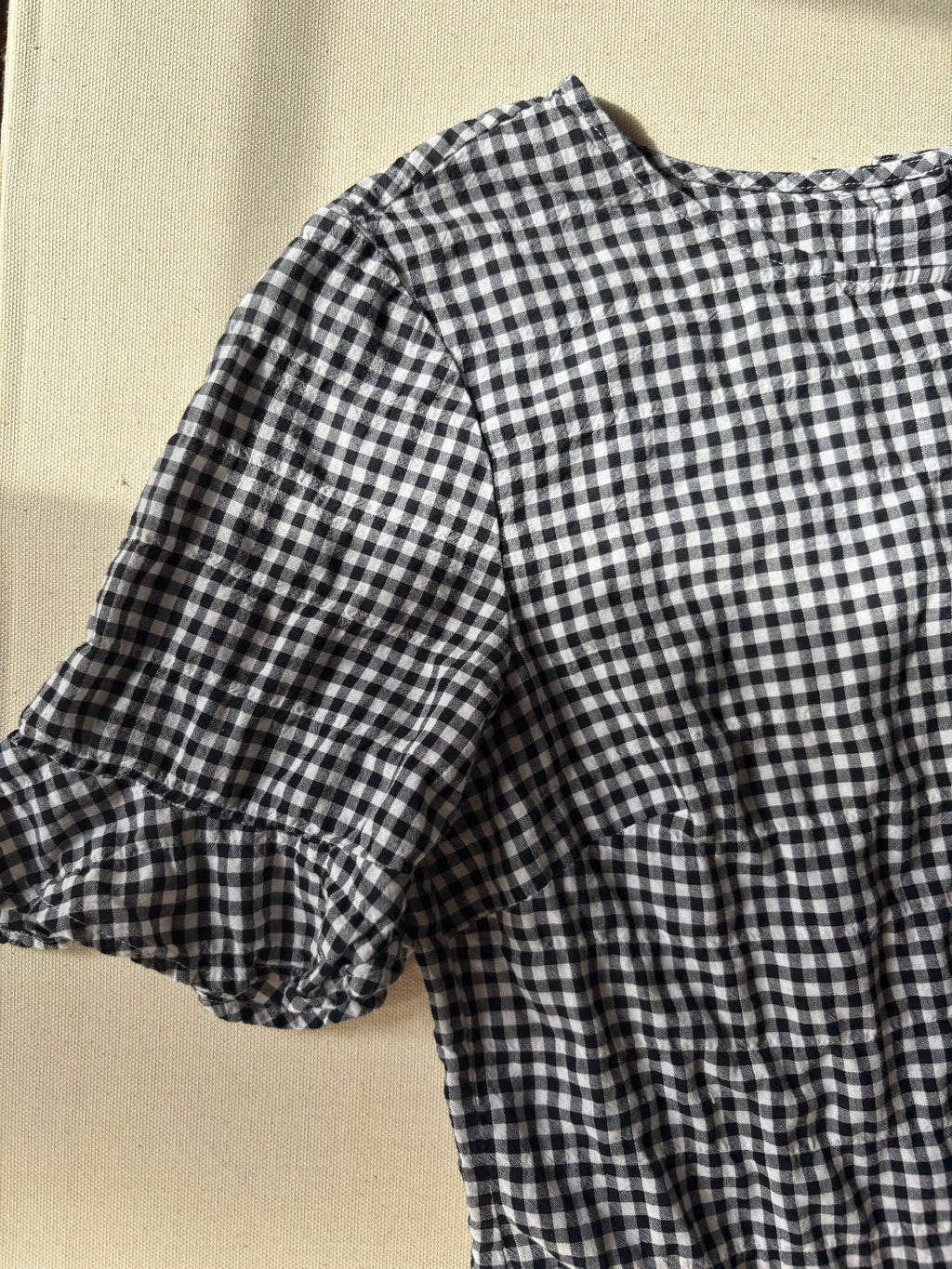 Gingham Light Cotton Button-Up Top