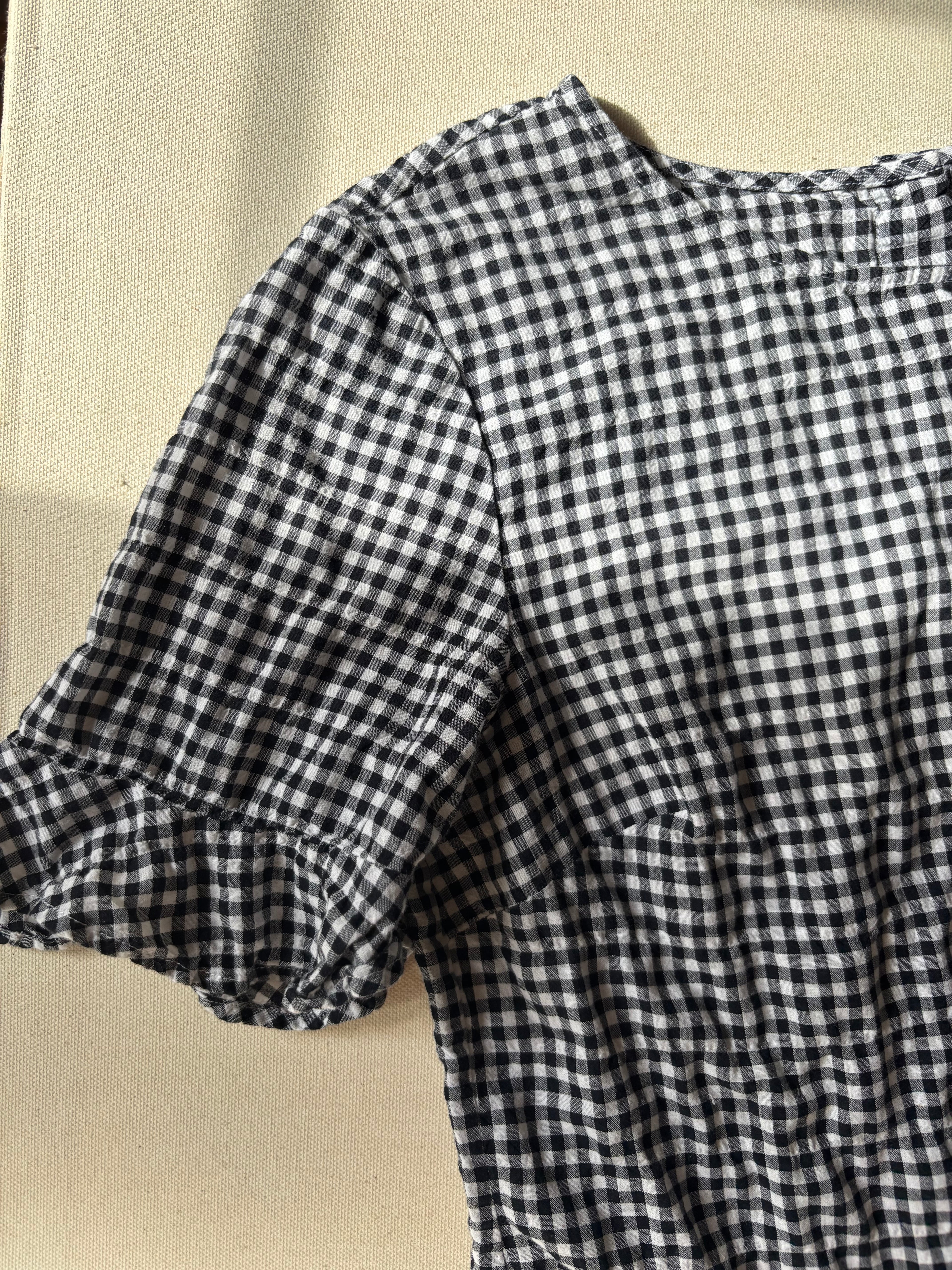 Gingham Light Cotton Button-Up Top