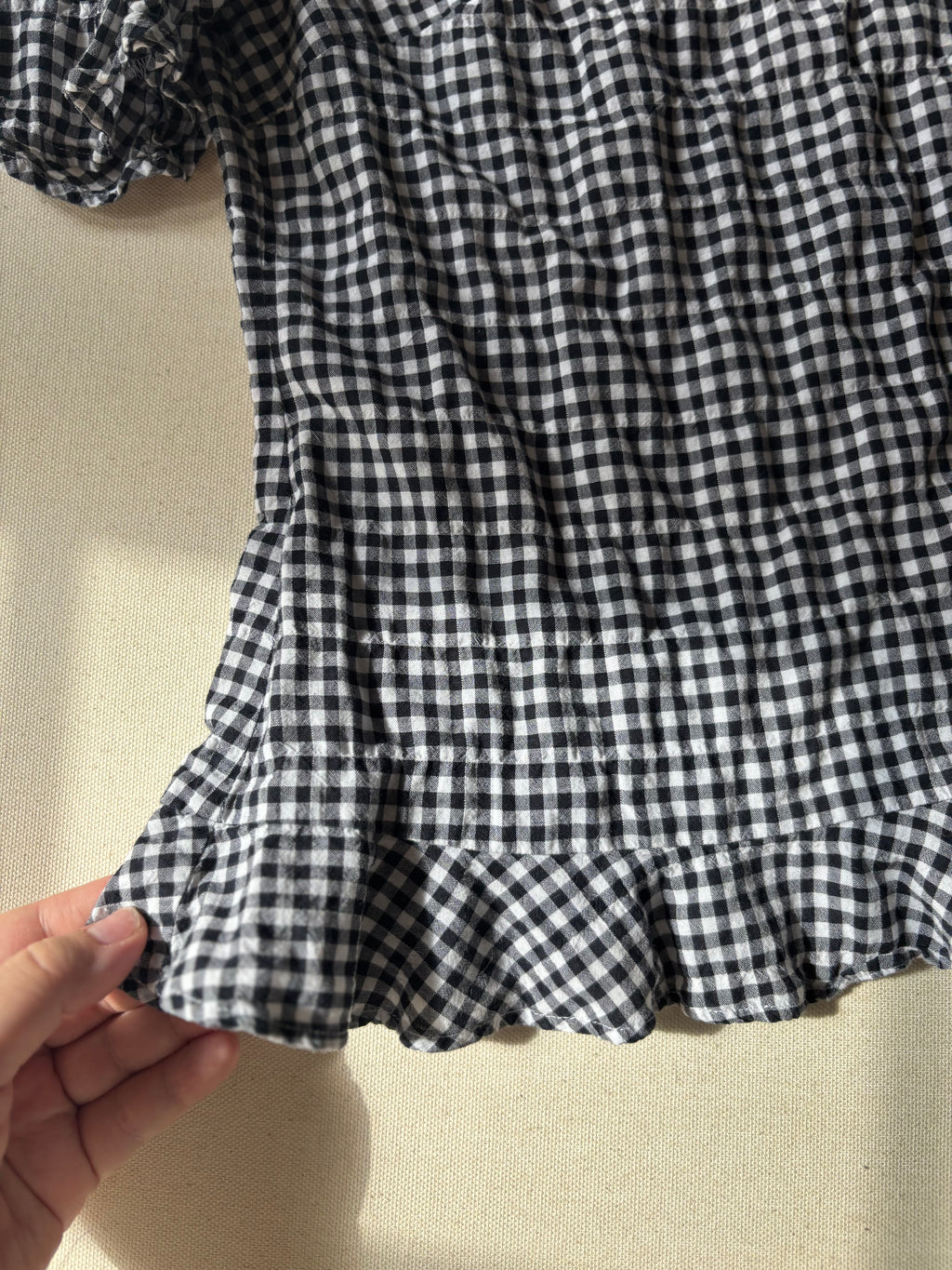 Gingham Light Cotton Button-Up Top