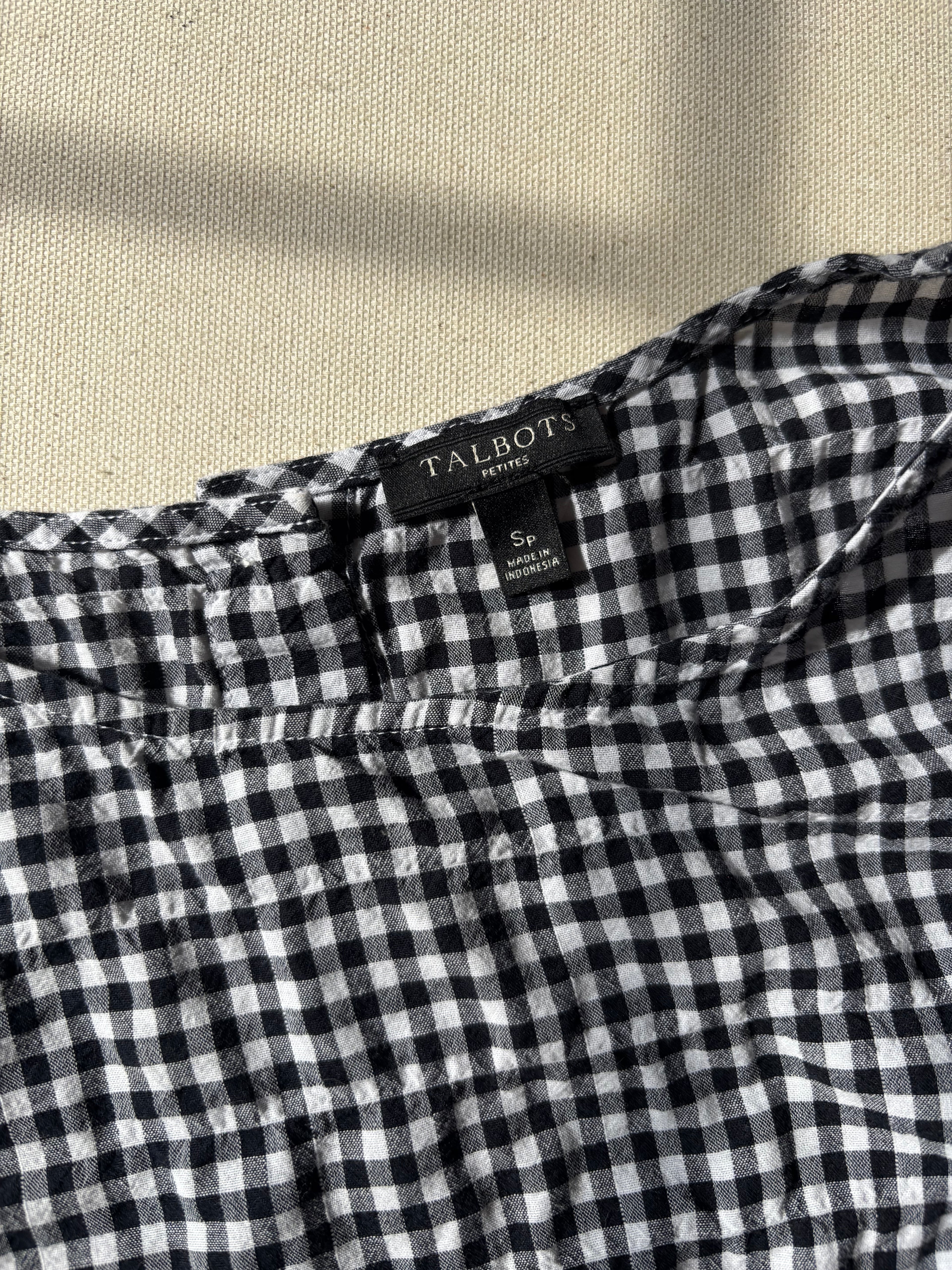 Gingham Light Cotton Button-Up Top