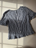 Gingham Light Cotton Button-Up Top