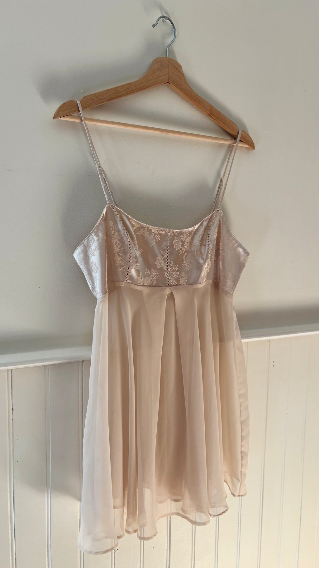 Y2K Beige Satin & Sheer Lingerie Camisole