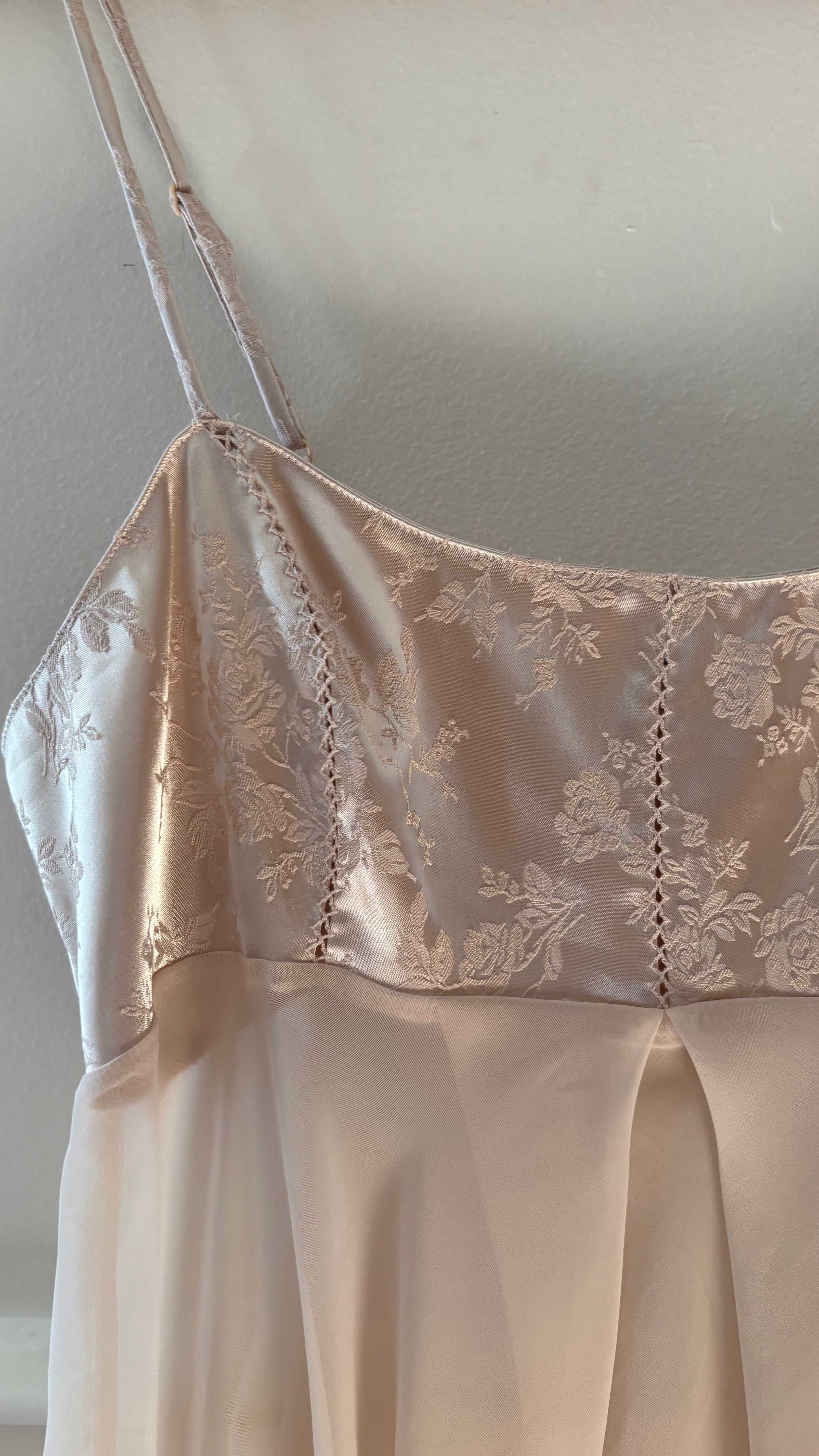 Y2K Beige Satin & Sheer Lingerie Camisole
