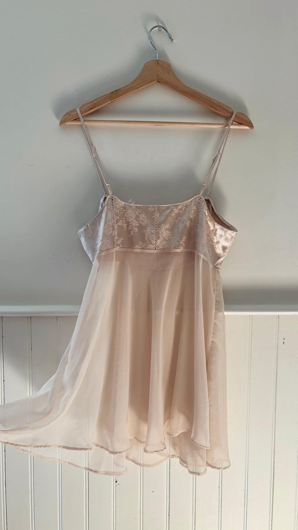 Y2K Beige Satin & Sheer Lingerie Camisole