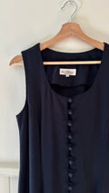 1990s Navy Blue Button-Front Maxi Dress