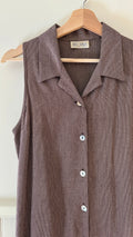 1990s Brown Button-Front Collared Maxi Dress