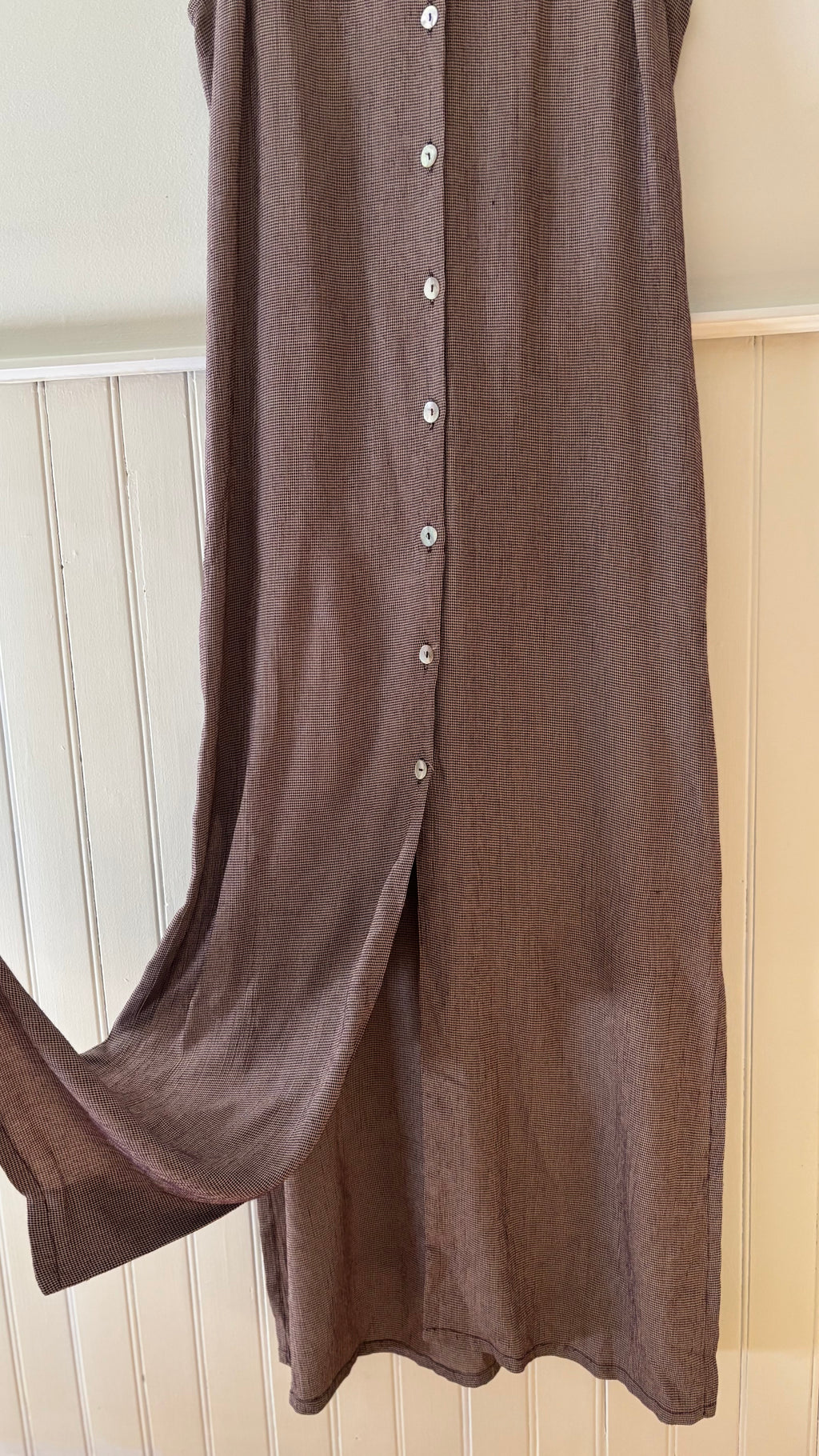 1990s Brown Button-Front Collared Maxi Dress