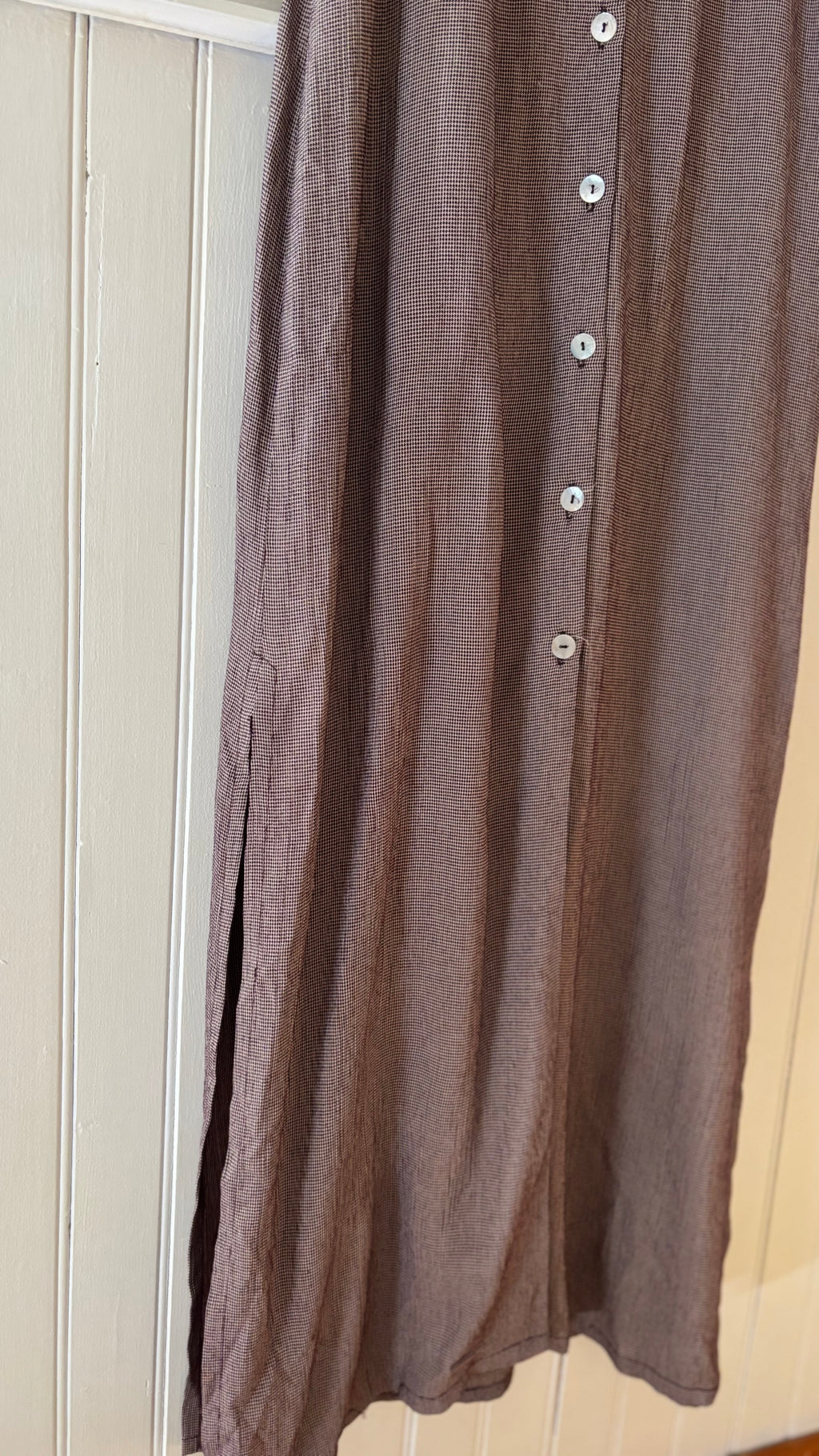 1990s Brown Button-Front Collared Maxi Dress